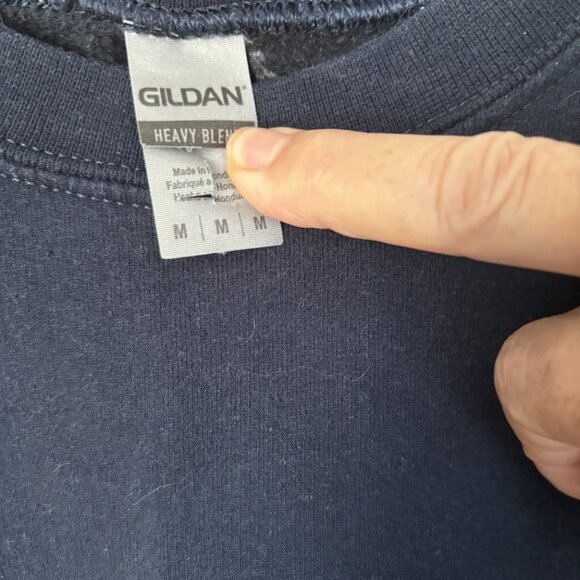 Gildan cotton blend Navy Sweatshirt with white print - Picture 3 of 6